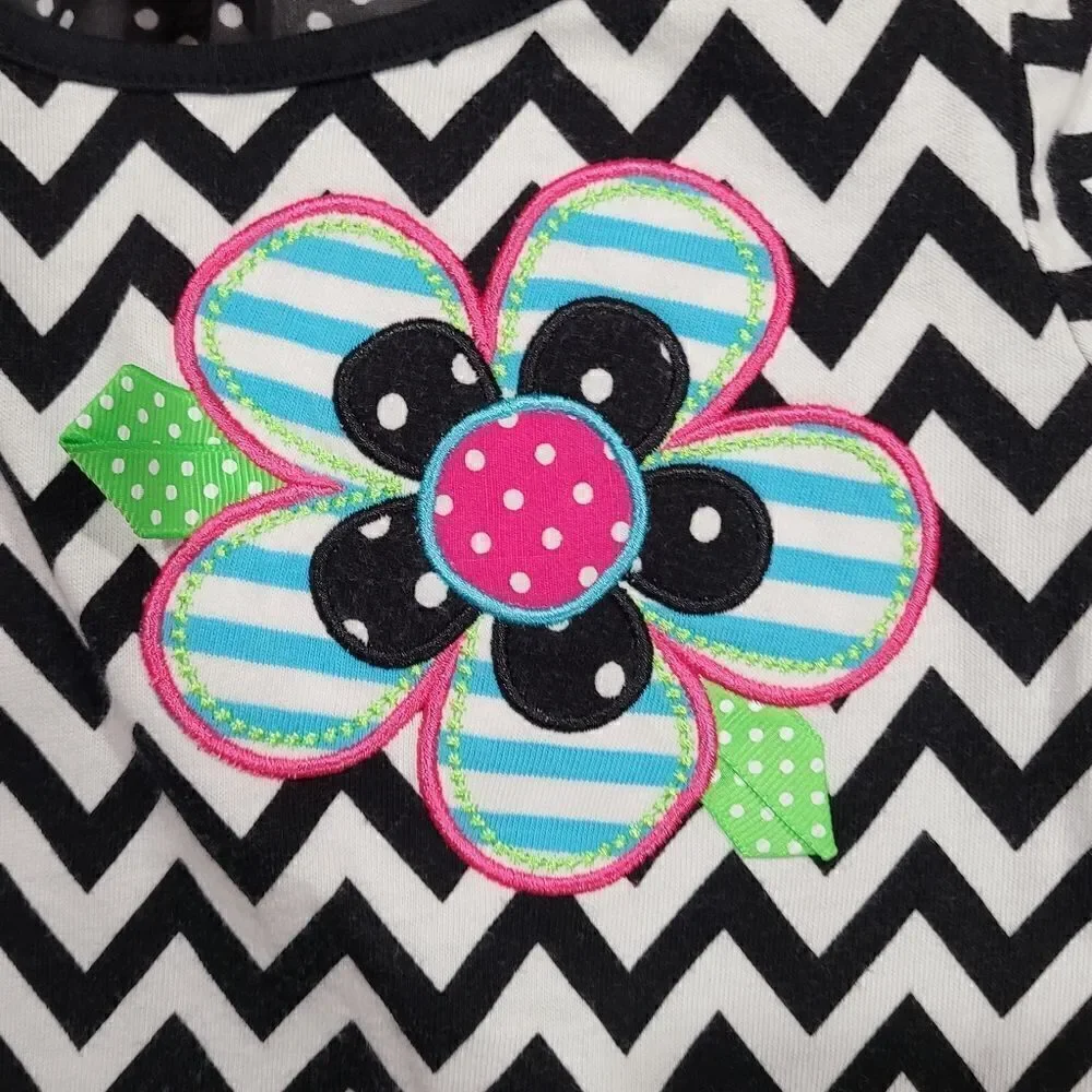 Chevron Dress with flower aplaques